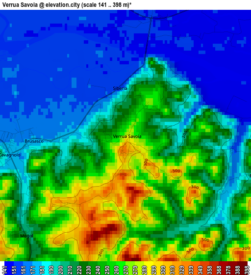 Verrua Savoia elevation map