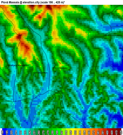 Piovà Massaia elevation map