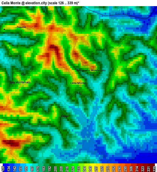 Cella Monte elevation map