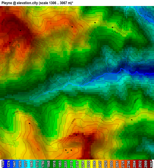 Pleyne elevation map