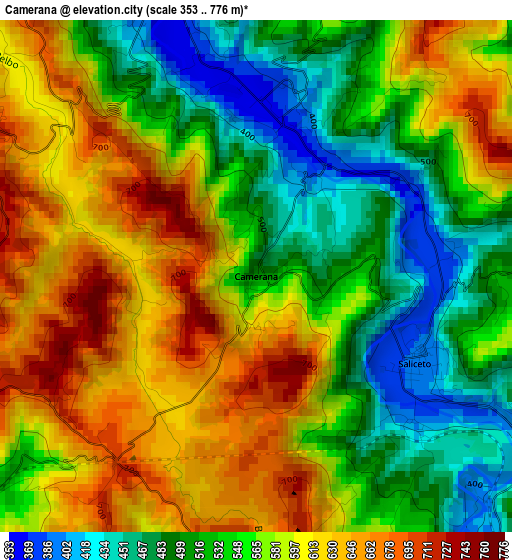 Camerana elevation map