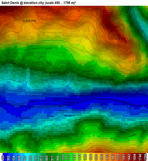 Saint-Denis elevation map