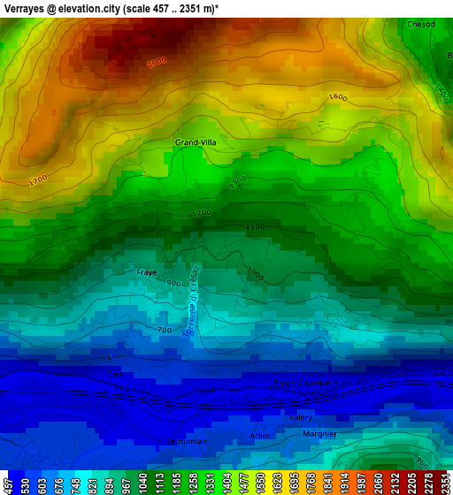 Verrayes elevation map