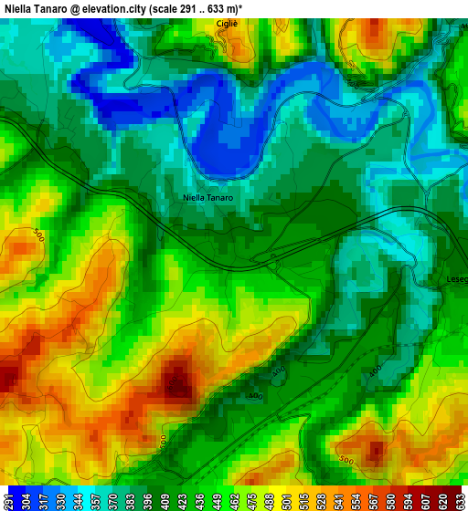 Niella Tanaro elevation map