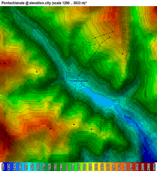 Pontechianale elevation map