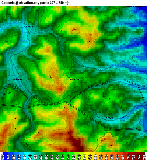 Cosseria elevation map