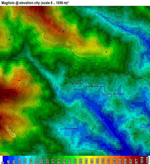 Magliolo elevation map