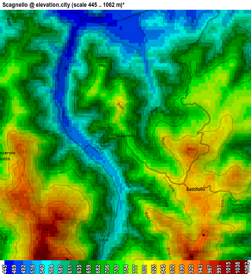 Scagnello elevation map