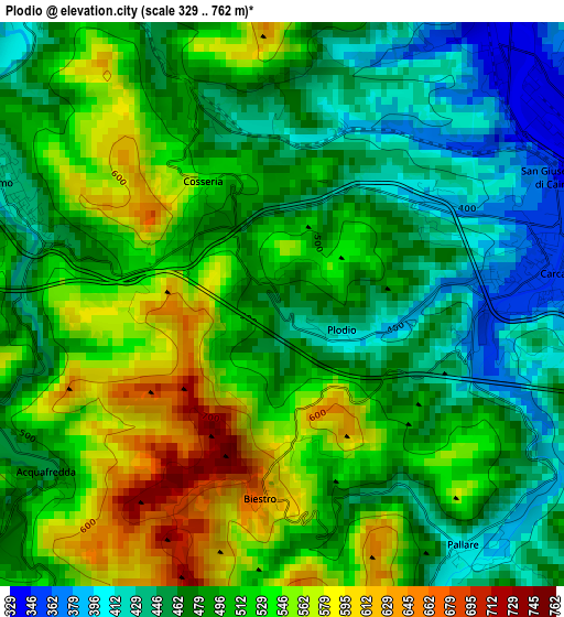 Plodio elevation map