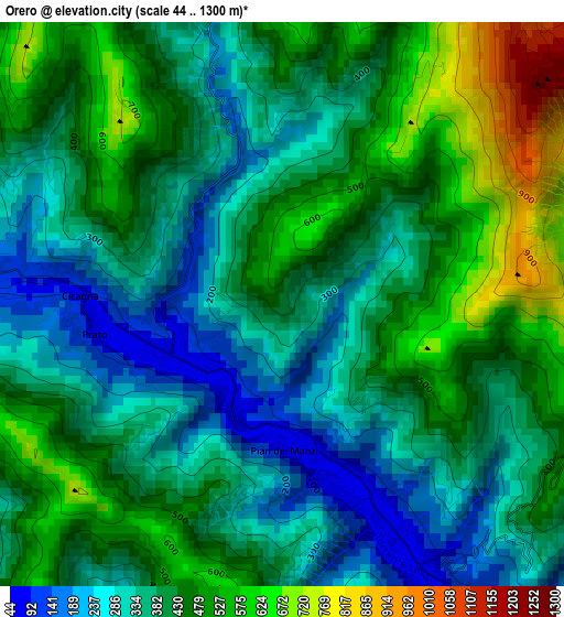 Orero elevation map