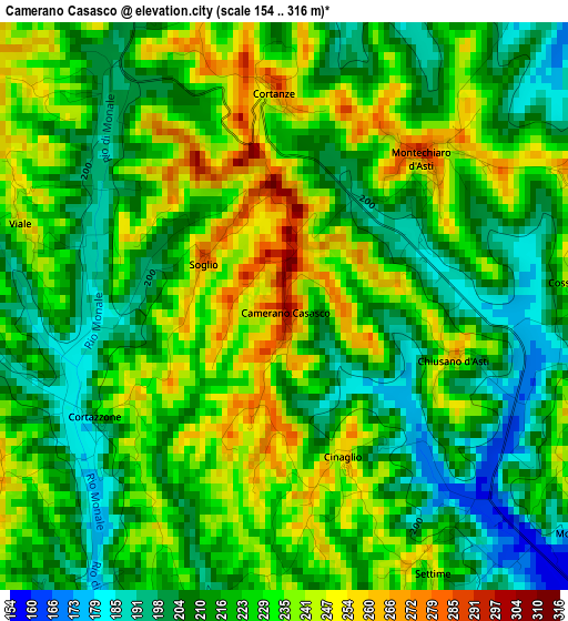 Camerano Casasco elevation map