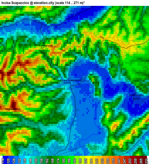 Incisa Scapaccino elevation map