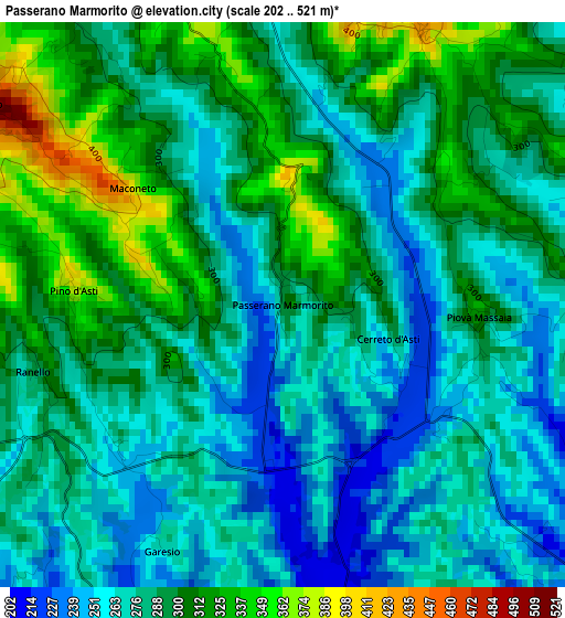 Passerano Marmorito elevation map