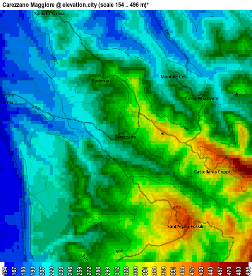 Carezzano Maggiore elevation map