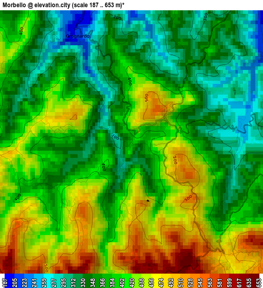 Morbello elevation map