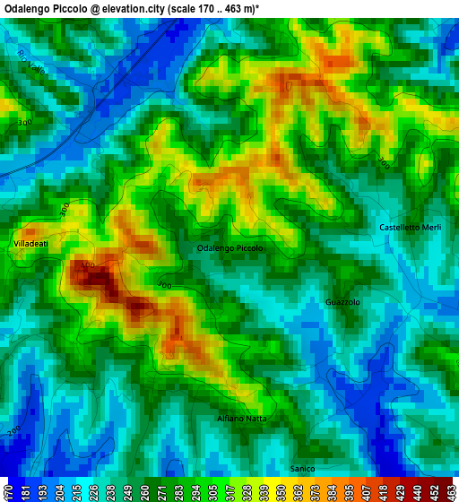 Odalengo Piccolo elevation map