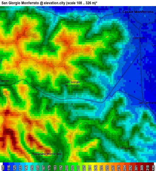 San Giorgio Monferrato elevation map