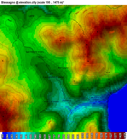 Blessagno elevation map