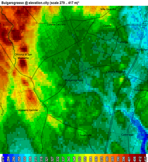 Bulgarograsso elevation map