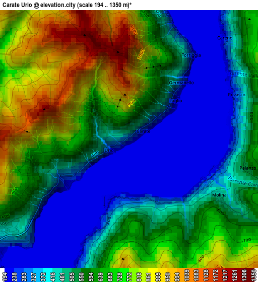 Carate Urio elevation map