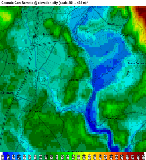 Casnate Con Bernate elevation map