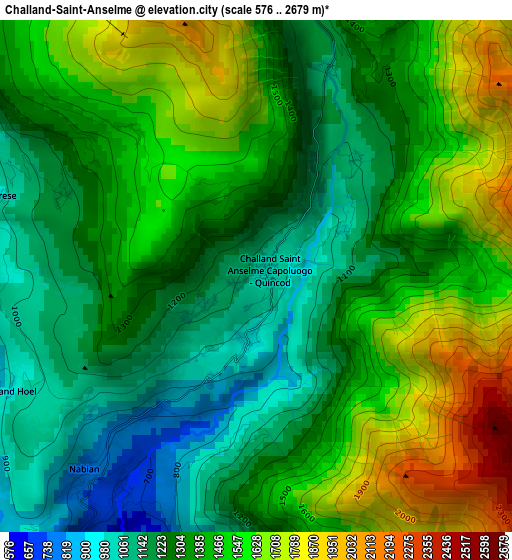 Challand-Saint-Anselme elevation map