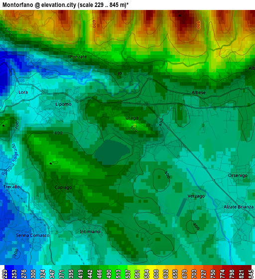 Montorfano elevation map