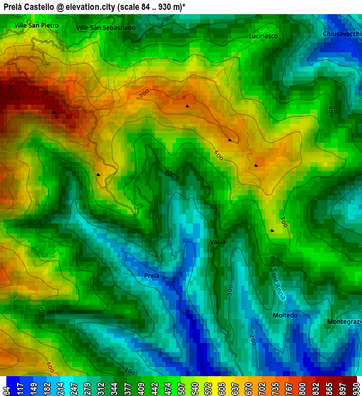 Prelà Castello elevation map