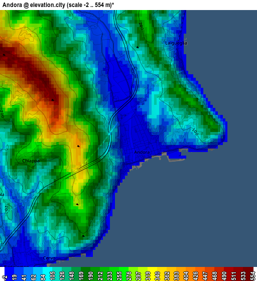 Andora elevation map