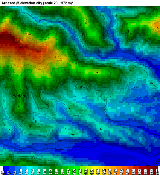 Arnasco elevation map