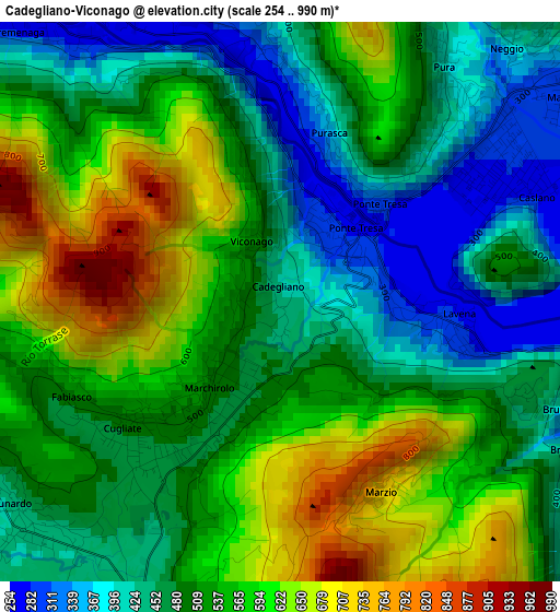 Cadegliano-Viconago elevation map