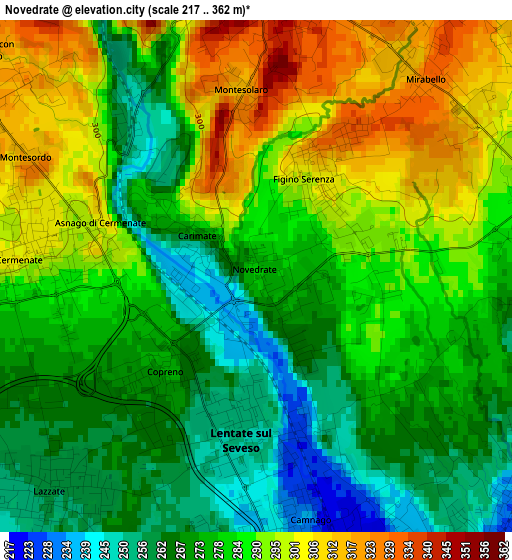 Novedrate elevation map