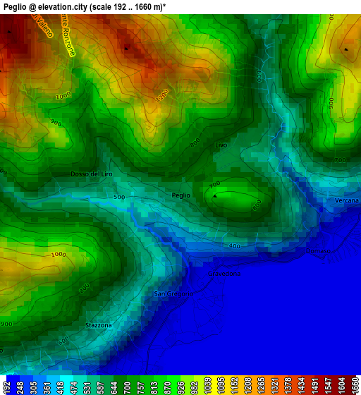 Peglio elevation map