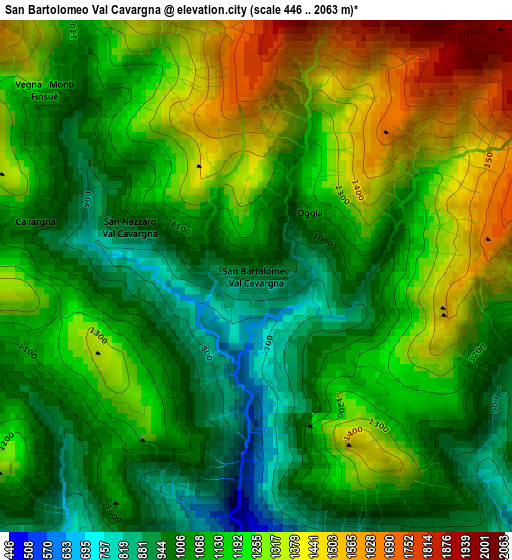 San Bartolomeo Val Cavargna elevation map