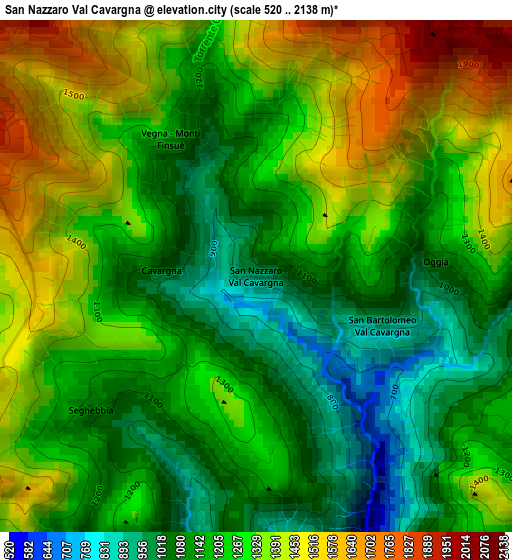 San Nazzaro Val Cavargna elevation map