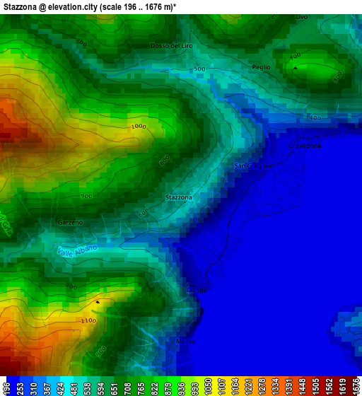 Stazzona elevation map