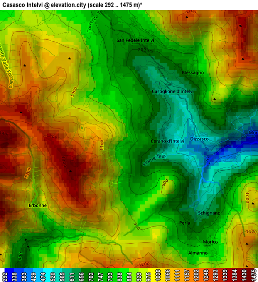 Casasco Intelvi elevation map