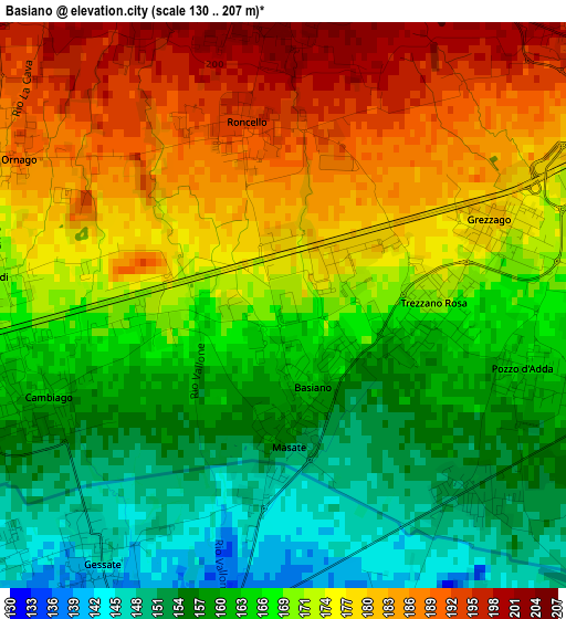 Basiano elevation map