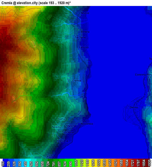 Cremia elevation map