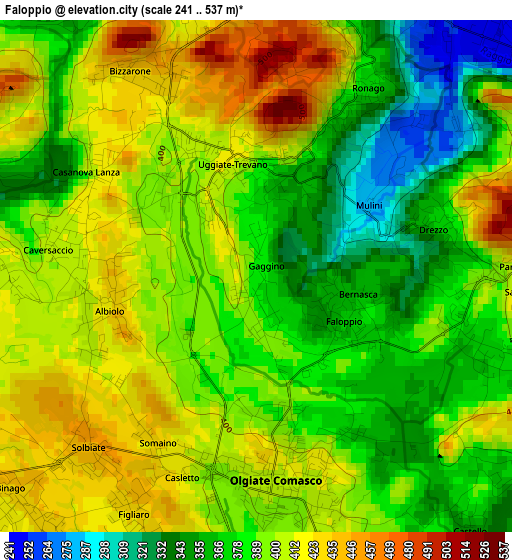 Faloppio elevation map