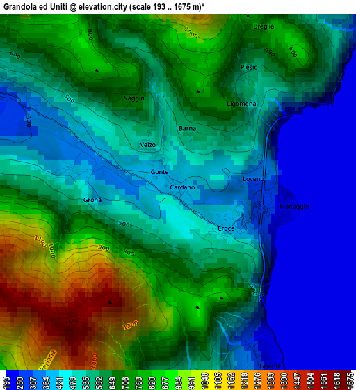 Grandola ed Uniti elevation map