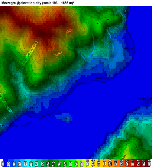 Mezzegra elevation map