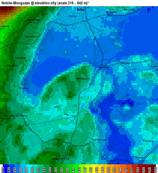 Nobile-Monguzzo elevation map