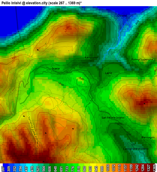 Pellio Intelvi elevation map