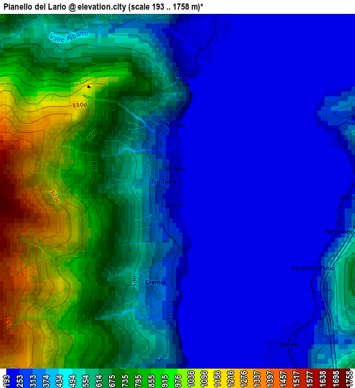 Pianello del Lario elevation map