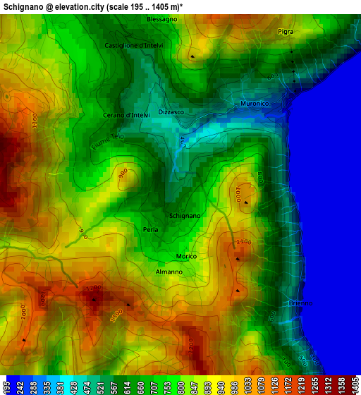 Schignano elevation map