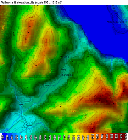 Valbrona elevation map