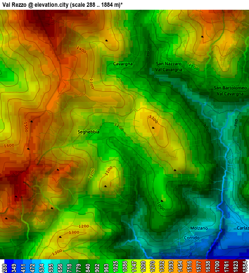 Val Rezzo elevation map