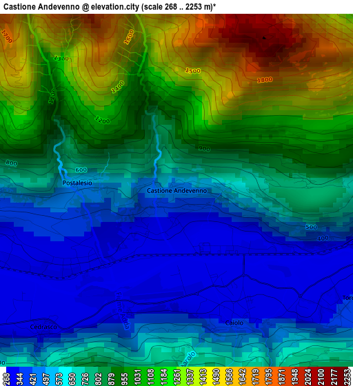 Castione Andevenno elevation map