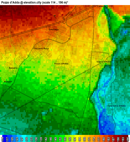 Pozzo d'Adda elevation map